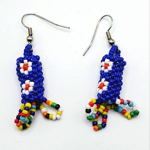 Handmade seed beaded vintage native Navajo American Indian earrings